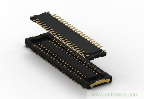圖題:TE新一代0.4毫米細(xì)間距板對板連接器