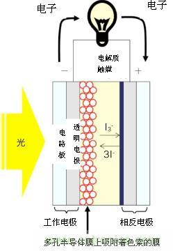 圖1: 色素増感型光發(fā)電設備的構造