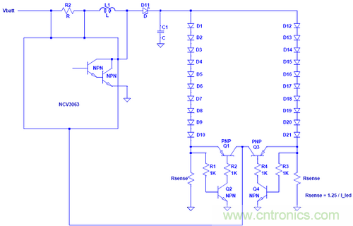 工程師筆記:低成本單個電流環路驅動多串LED設計