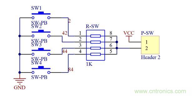 按鍵開關(guān)電路原理圖設計