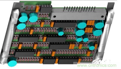 F-16戰(zhàn)斗機(jī)的雷達(dá)干擾裝置PCB，在所有的零組件下方有一個(gè)鋁制散熱器；千萬別讓機(jī)械工程師為了散熱器設(shè)計(jì)而自作主張布局PCB，以免犧牲電子能。