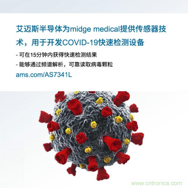 艾邁斯為midge medical提供傳感器技術(shù),用于開發(fā)COVID-19快速檢測設備